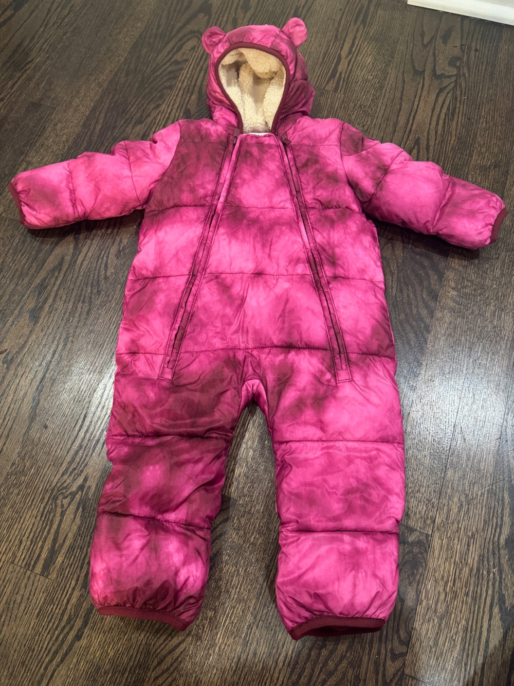GAP Baby PrimaLoft Recycled Puffer One-Piece Snowsuit Winter Tie Dye (12-18)
